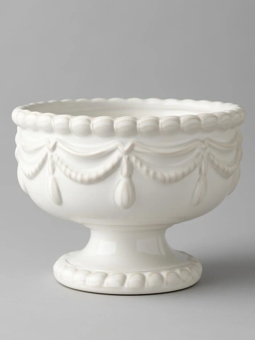 Classic White Ceramic Pedestal Bowl